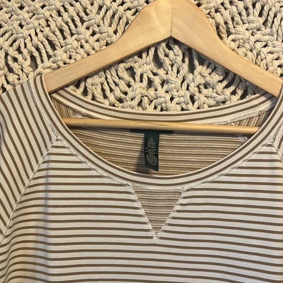 Ralph Lauren Jeans Khaki Stripe 3/4 Rolled Sleeve Top Shirt - Picture 2 of 5